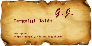 Gergelyi Jolán névjegykártya